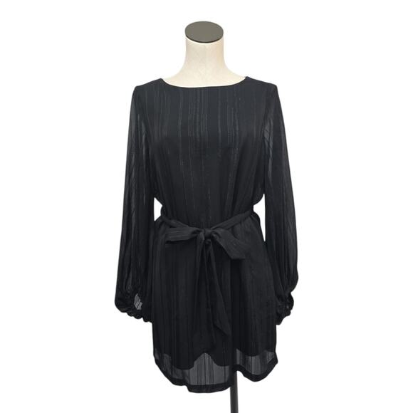 Yumi Kim Bellflower Dress in Starlight‎ Stripe Size Small Black Belted Party - Picture 10 of 11